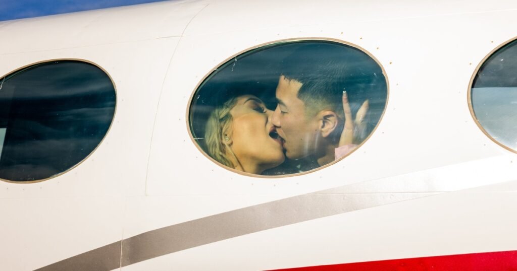 Picture from couple getting into the mile high club.