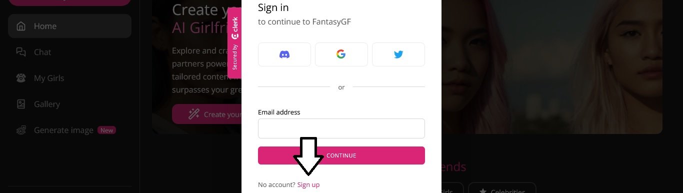 FantasyGF Google sign in